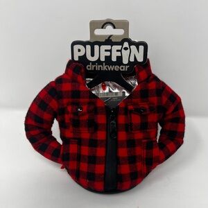 Puffin Drinkwear The Lumberjack Drink Cover Coozie Red/Black Plaid New